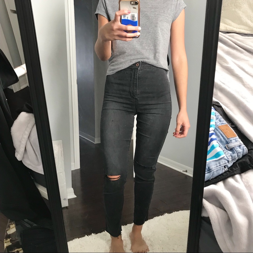 Skinny High Waist Ripped Ankle Jeans